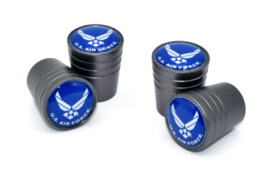 Black Chrome Smooth Elektroplate Air Force Universal Valve Stem Caps 